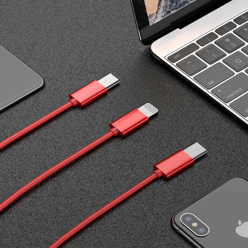 3-in-1 Telescopic Charging Cable – Multi USB Fast Charger Cord for iPhone, Android & Type-C Phones