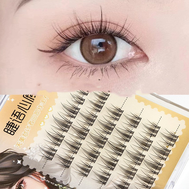 Segment Caramel Guppy False Eyelashes – Natural Wispy Volume Lash Extensions for Women, Reusable Lightweight Fake Eyelashes