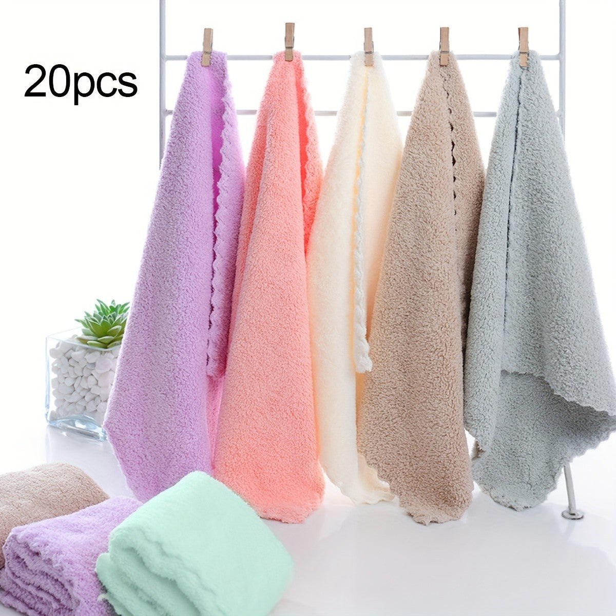 20 Pack Solid Color Towels – Super Absorbent & Quick-Drying Cotton Towels for Home, Office, Gym & Travel