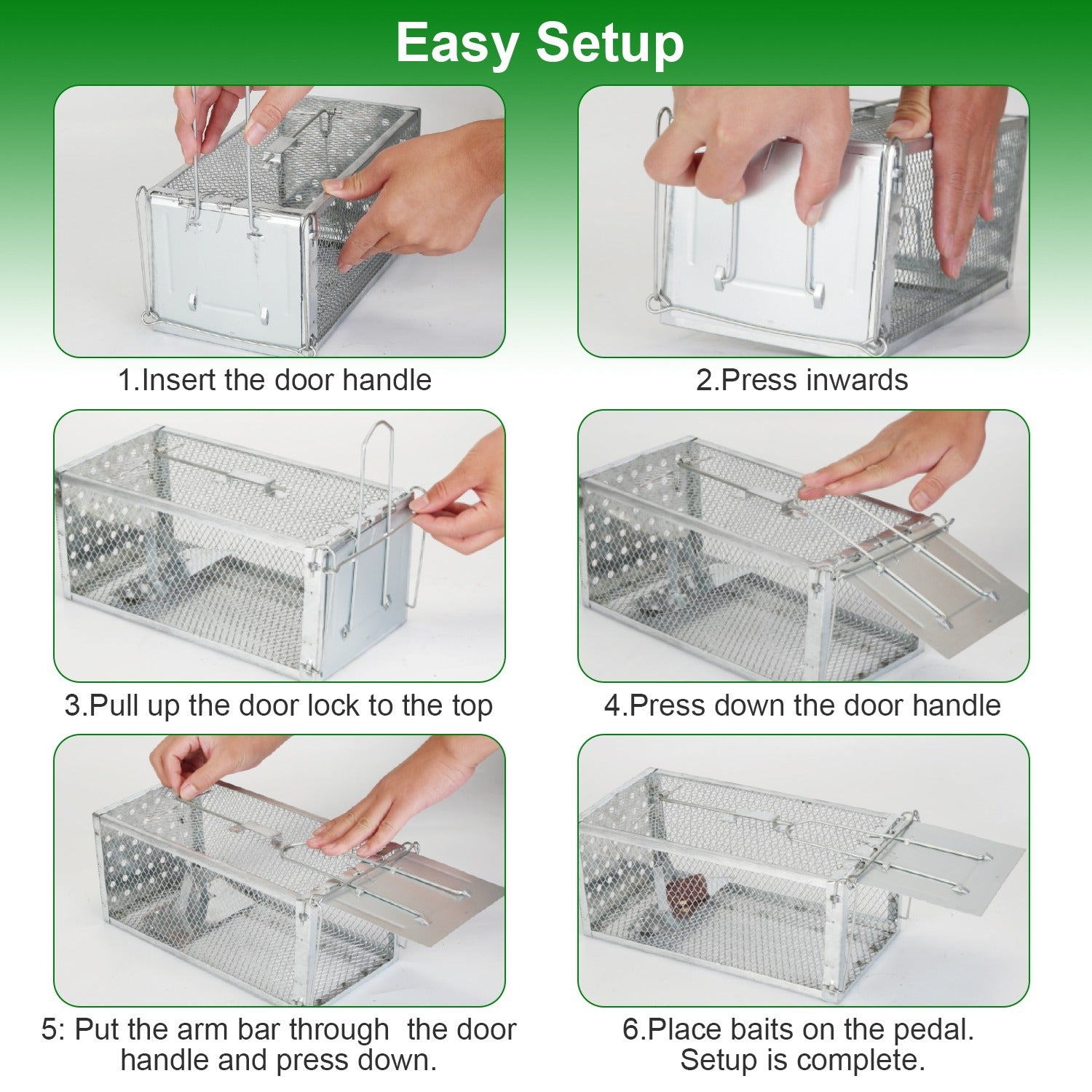 Single Door Humane Rat Trap Cage – Reusable Live Mouse Trap for Small Rodents, Voles & Hamsters Indoor Outdoor