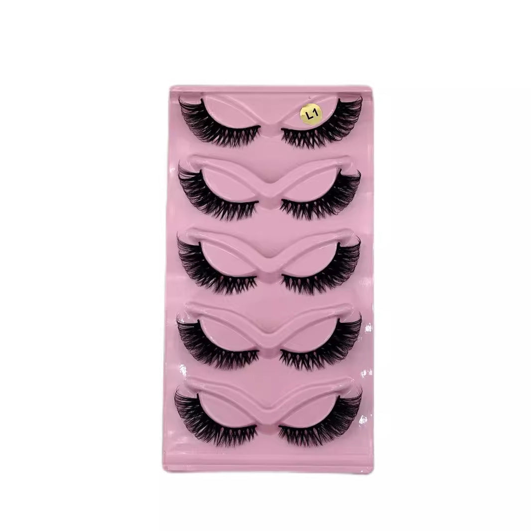 5 Pairs Cat Eye False Eyelashes – Multi-Layer 3D Thick Cross Dramatic Volume Lashes for Women