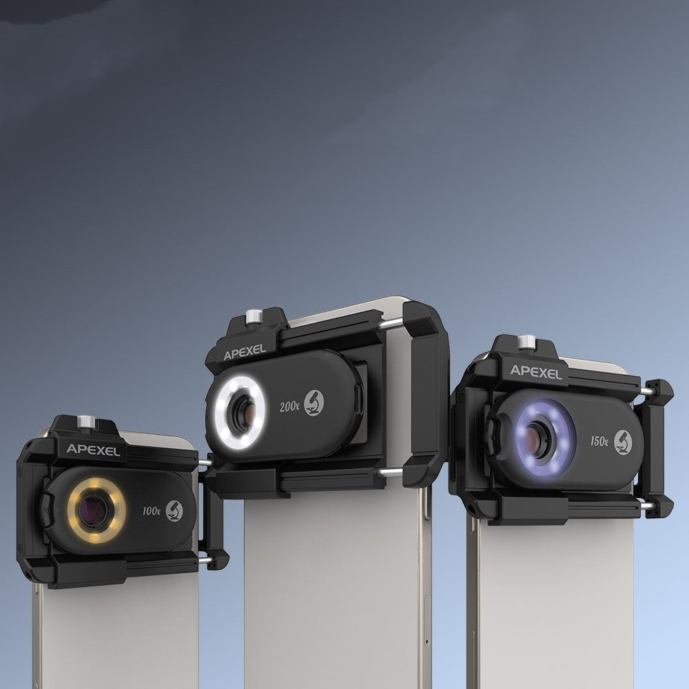 Portable Mobile Phone Microscope with Purple Light – HD Zoom Lens Clip-On Magnifier for Smartphones