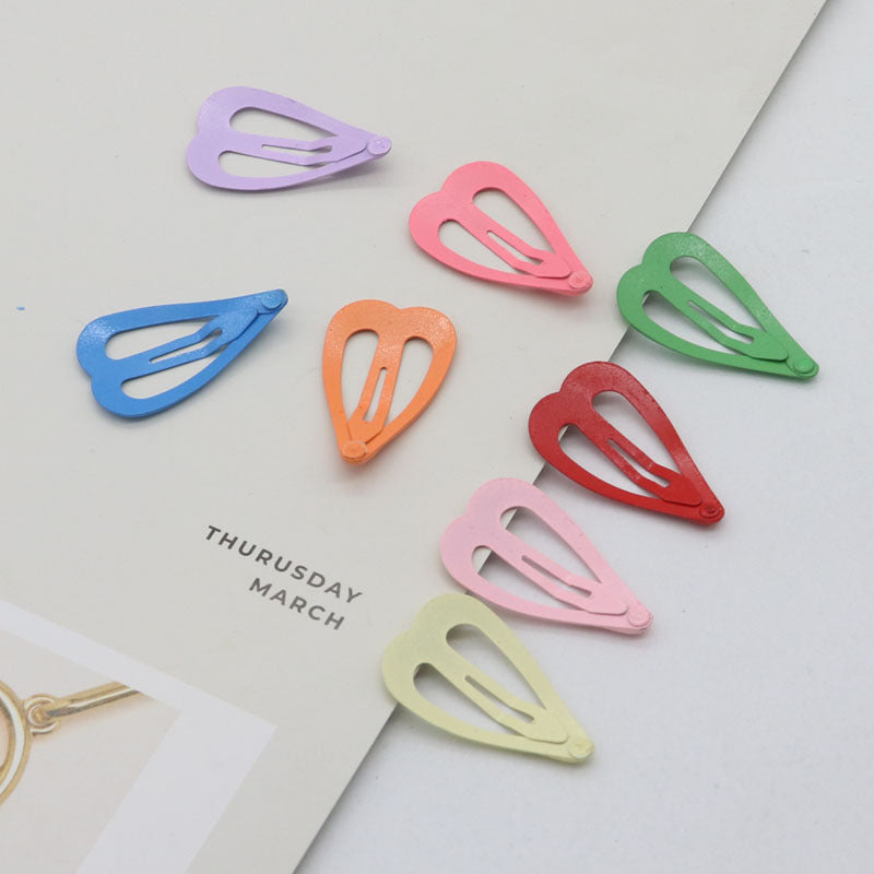 Kids Hair Accessories – Colorful Oil Drip Spray Paint Side Clips | Cute Bang Clips & Love Hairpins