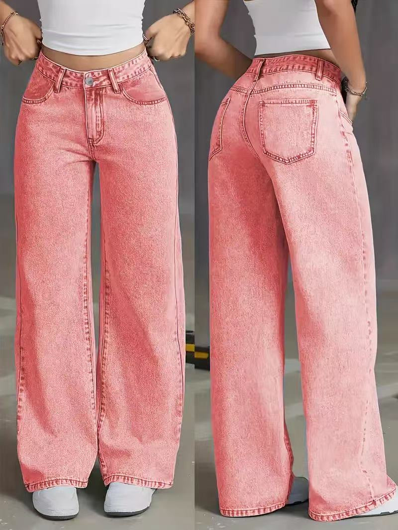 Sweet & Spicy High Waist Straight Jeans for Women – Trendy Slim Fit, Stylish Streetwear Denim
