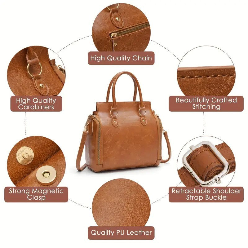 Women’s Multifunctional Leather Shoulder Bag – Stylish Handbag, Crossbody Tote, Large Capacity Purse