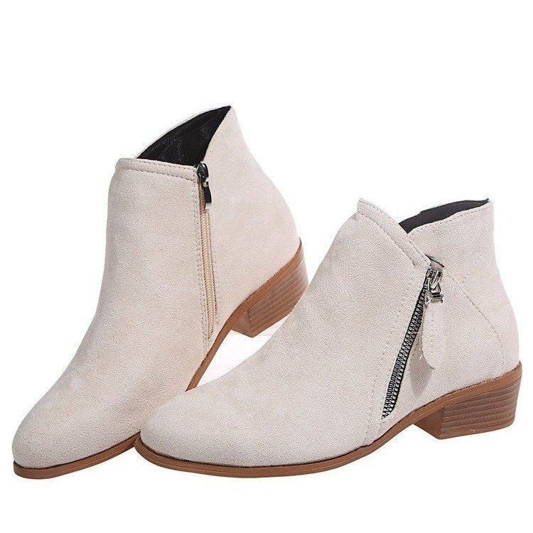 Winter Boots Suede Fashion Women’s Pointed Toe Nude Ankle Boots – Stylish Shallow Mouth Dress Boots USA