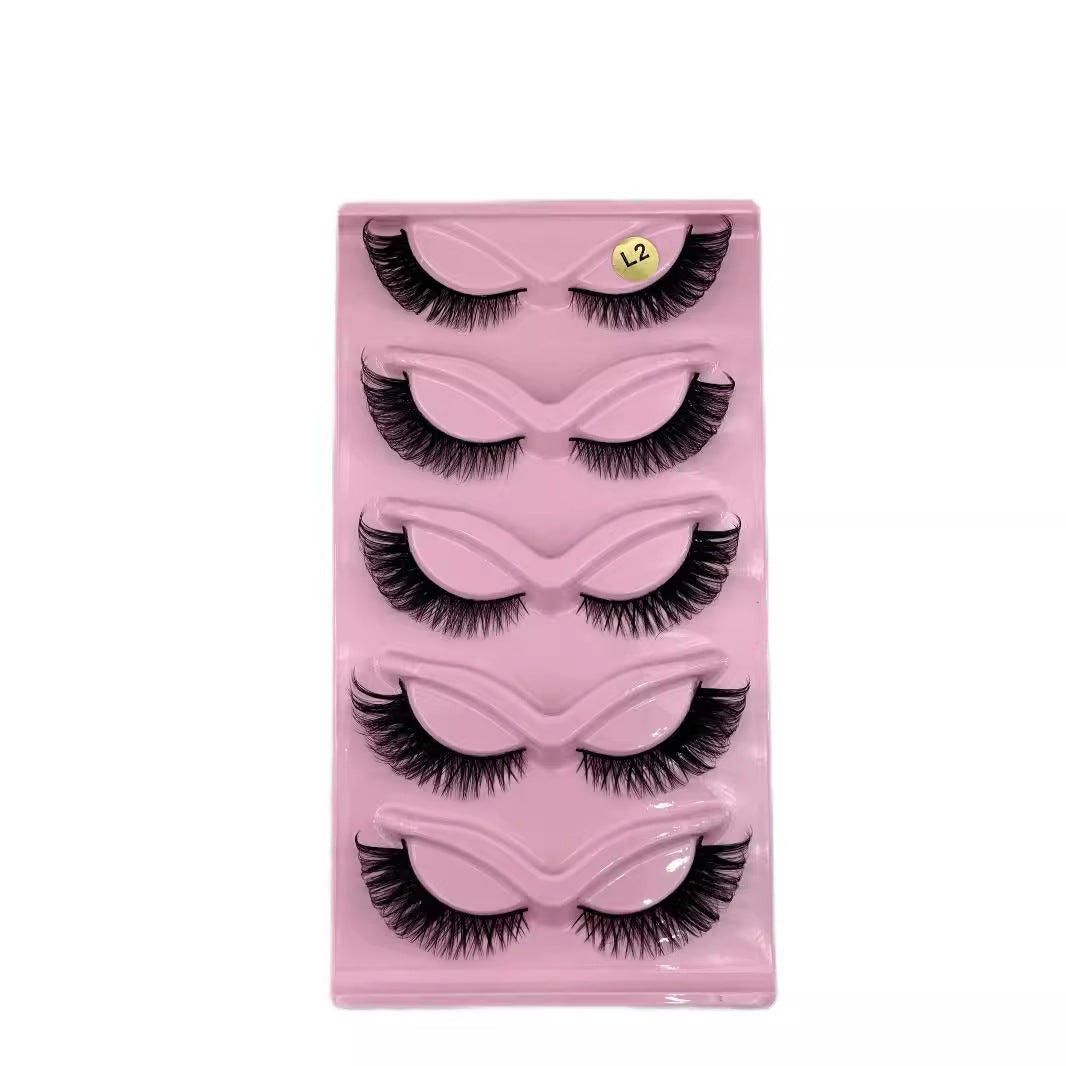 5 Pairs Cat Eye False Eyelashes – Multi-Layer 3D Thick Cross Dramatic Volume Lashes for Women