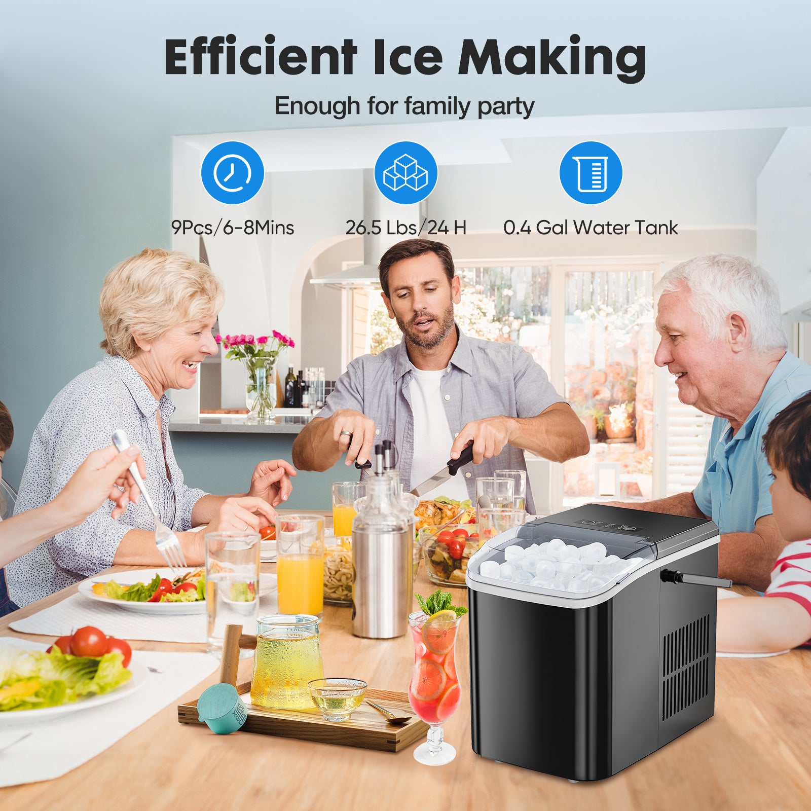 Portable Ice Maker Machine – Countertop Ice Cube Maker for Home, Kitchen, Bar & Office – Fast Ice Making
