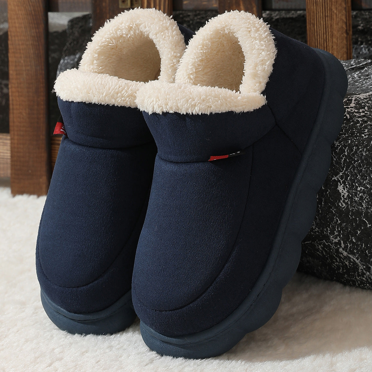 Winter Plush Cotton Shoes – Warm Suede Indoor Outdoor House Slippers for Men & Women
