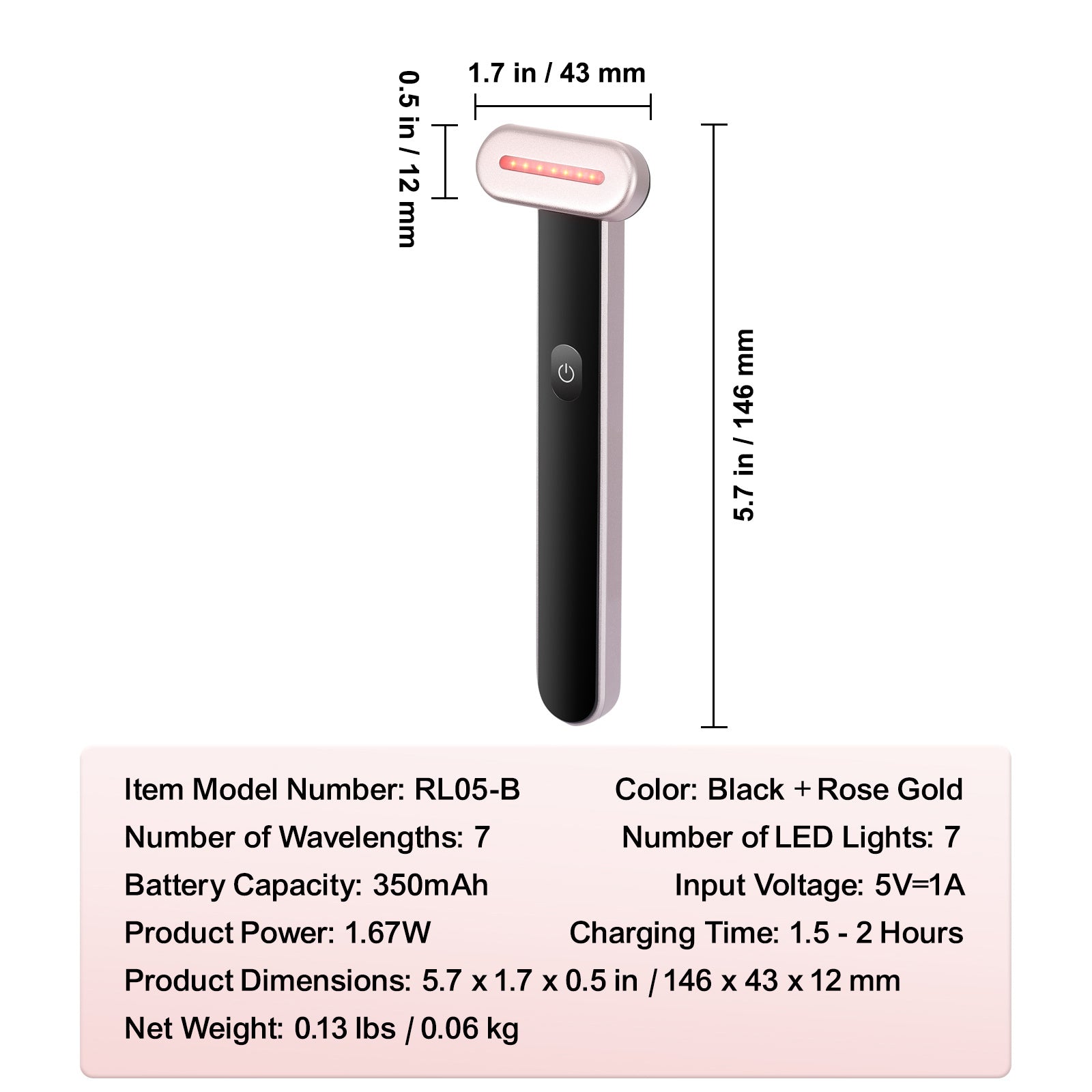 VEVOR 7-Color Red Light Therapy Wand – LED Facial Massager with Heating, Microcurrent & Vibration for Face & Neck Rejuvenation