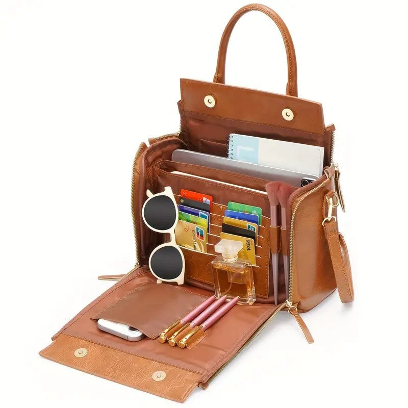 Women’s Multifunctional Leather Shoulder Bag – Stylish Handbag, Crossbody Tote, Large Capacity Purse
