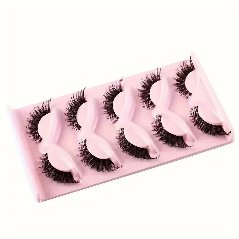 5 Pairs Cat Eye False Eyelashes – Multi-Layer 3D Thick Cross Dramatic Volume Lashes for Women