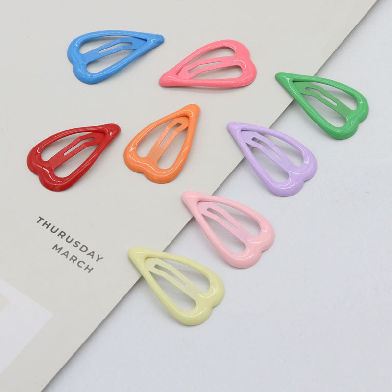 Kids Hair Accessories – Colorful Oil Drip Spray Paint Side Clips | Cute Bang Clips & Love Hairpins