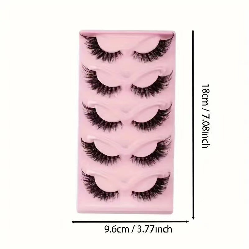 5 Pairs Cat Eye False Eyelashes – Multi-Layer 3D Thick Cross Dramatic Volume Lashes for Women