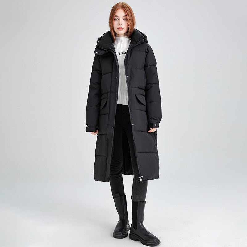 Women’s Long Over-the-Knee Cotton-Padded Coat – Thick Winter Loose Fit Warm Fashion Jacket