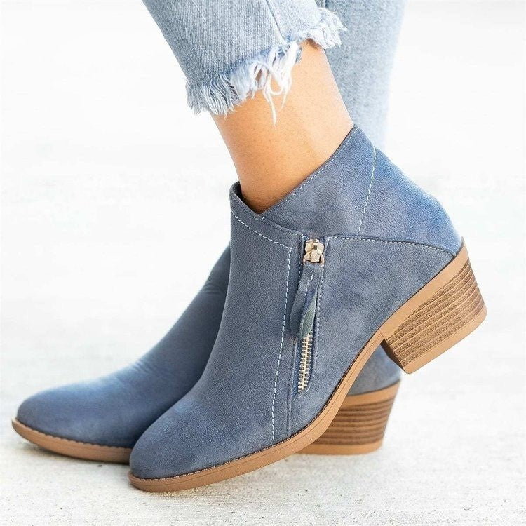 Winter Boots Suede Fashion Women’s Pointed Toe Nude Ankle Boots – Stylish Shallow Mouth Dress Boots USA