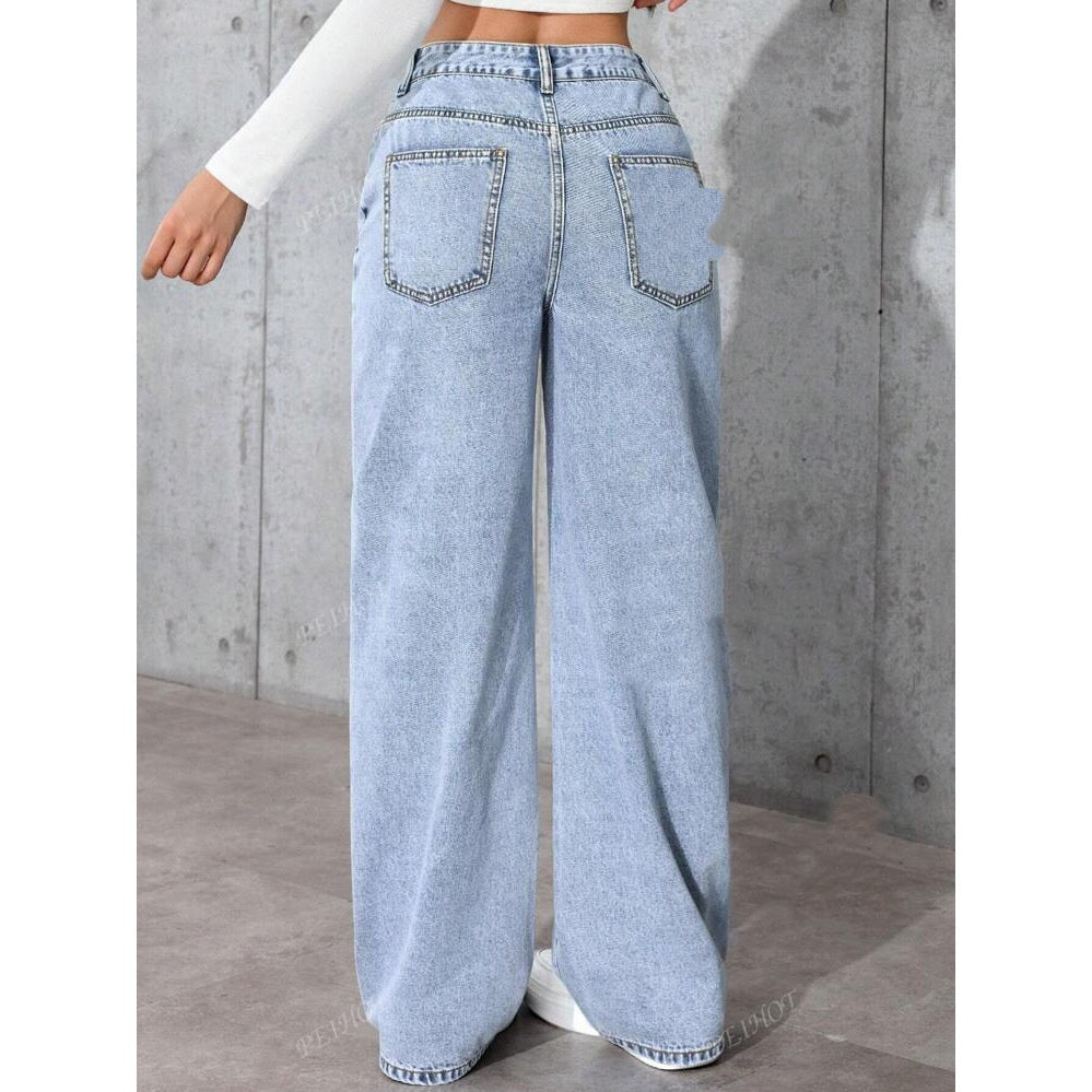 Sweet & Spicy High Waist Straight Jeans for Women – Trendy Slim Fit, Stylish Streetwear Denim