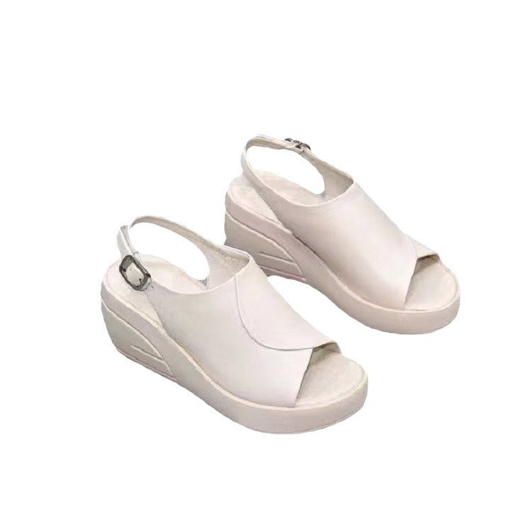 Women’s Real Leather Wedge Sandals – Summer Fashion Platform Sandals Soft Comfortable Trendy Shoes