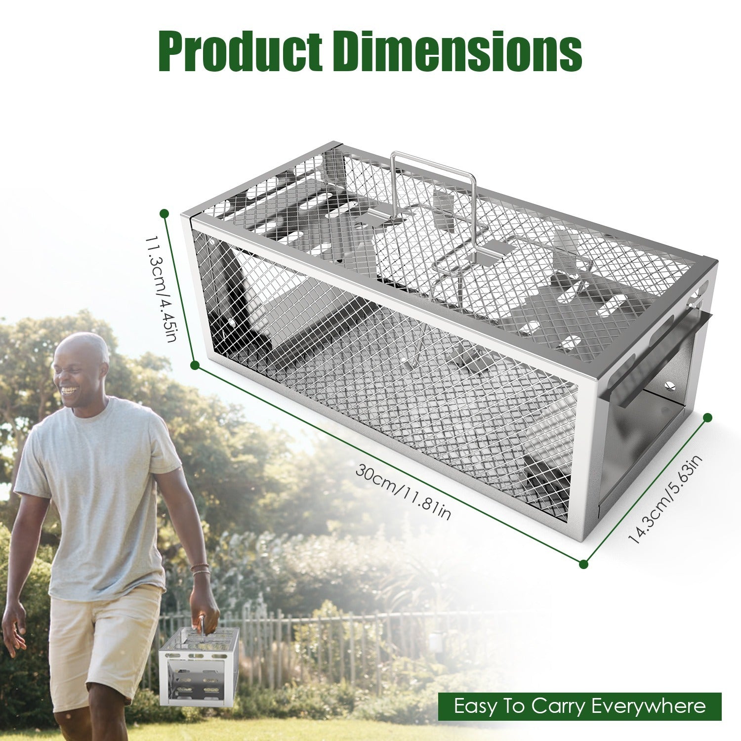 2-Pack Humane Rat Trap – Automatic 2-Door Mouse Trap Cage | Reusable Galvanized Iron Live Animal Catcher